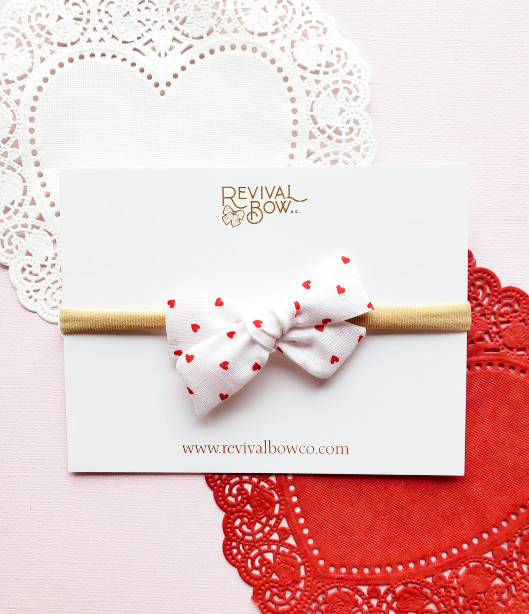 Mini Pinwheel Bow • Red Hearts