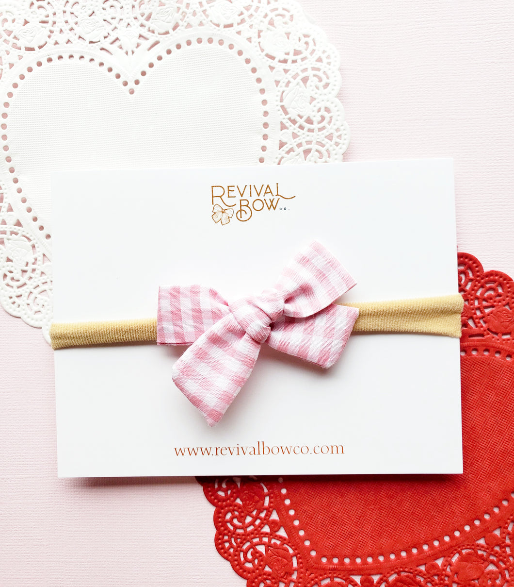 Mini Pinwheel Bow • Pink Gingham