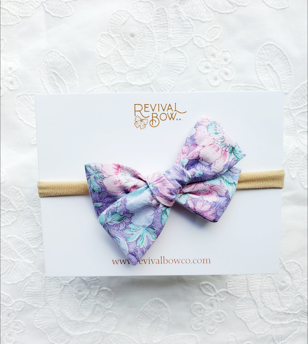 Small Pinwheel Bow • Purple Floral