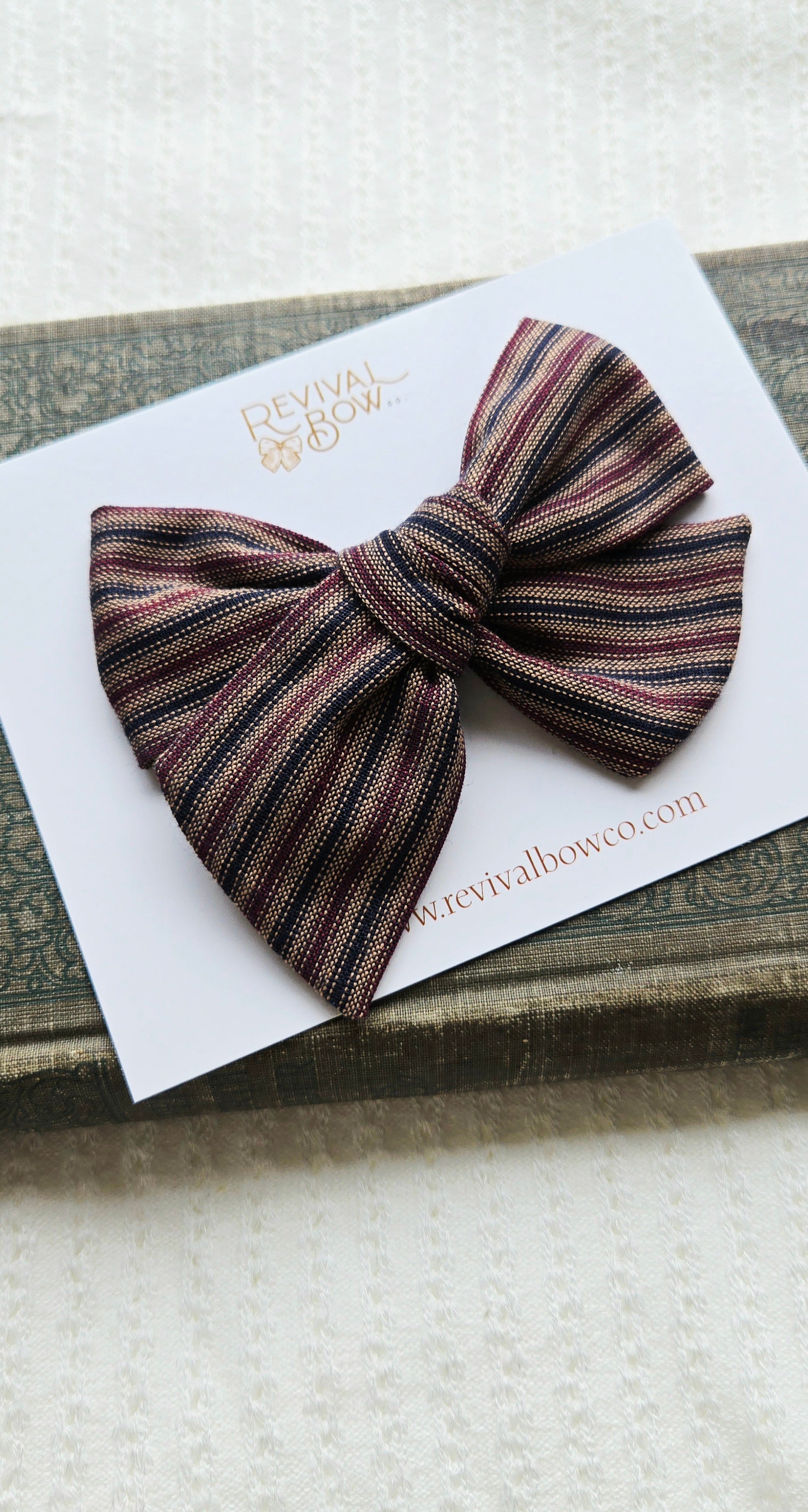 Large Pinwheel Bow • Patriotic Railroad Stripe