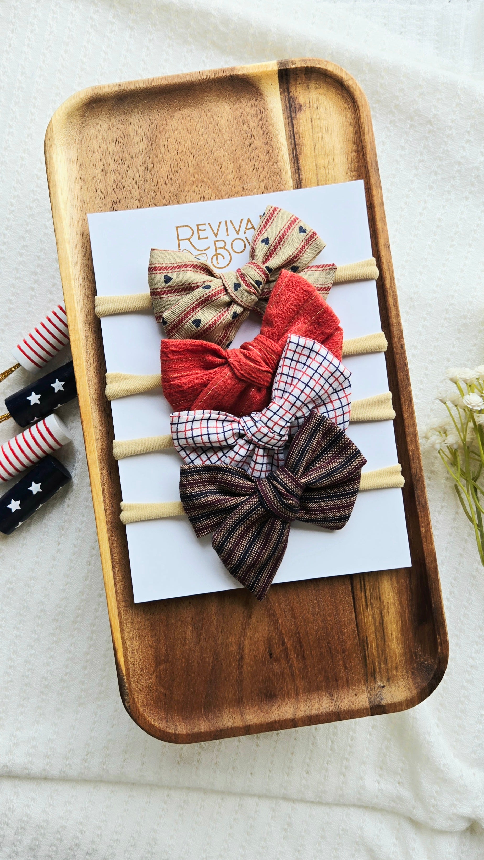 Small Pinwheel Bow • Red Heart Stripe