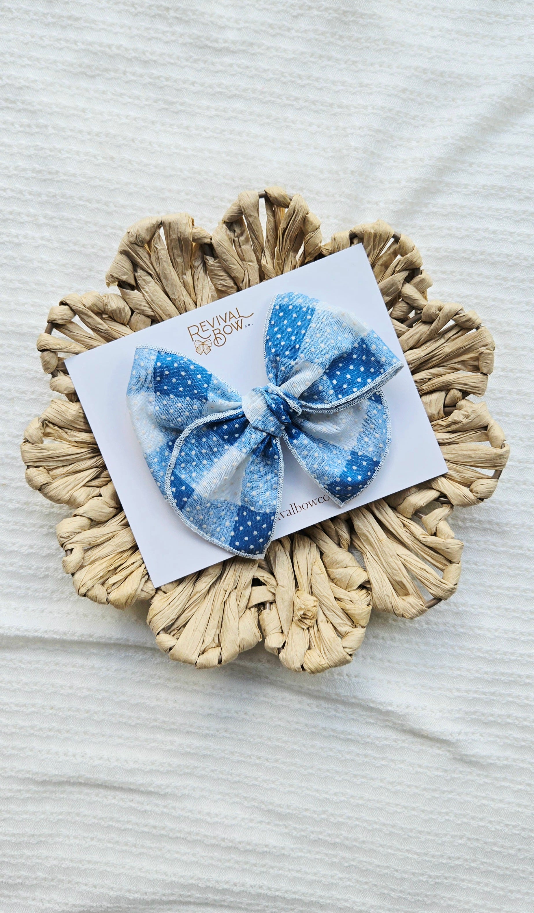 Fable Bow • Gingham Swiss Dot