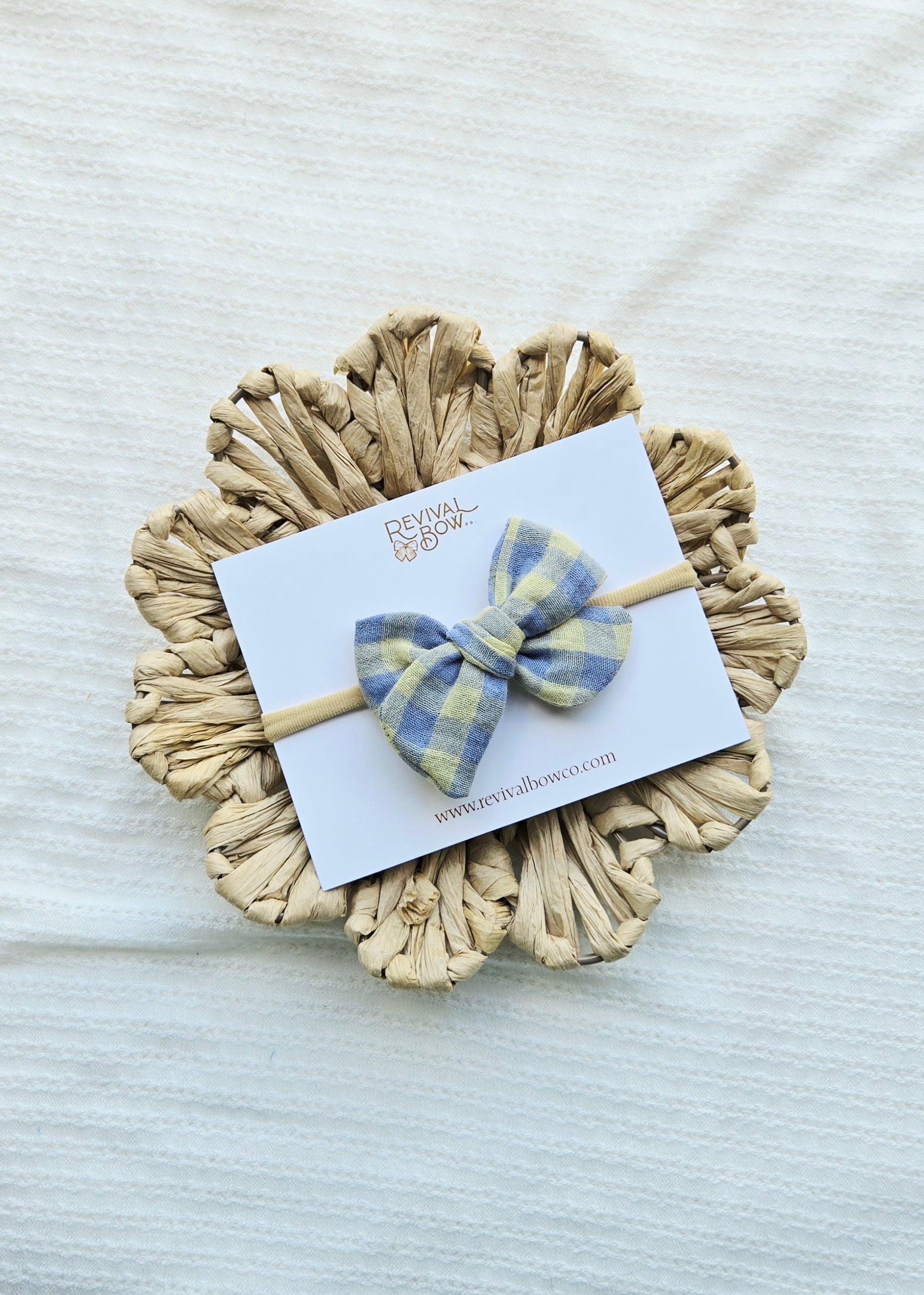 Small Pinwheel Bow • Blue Gingham