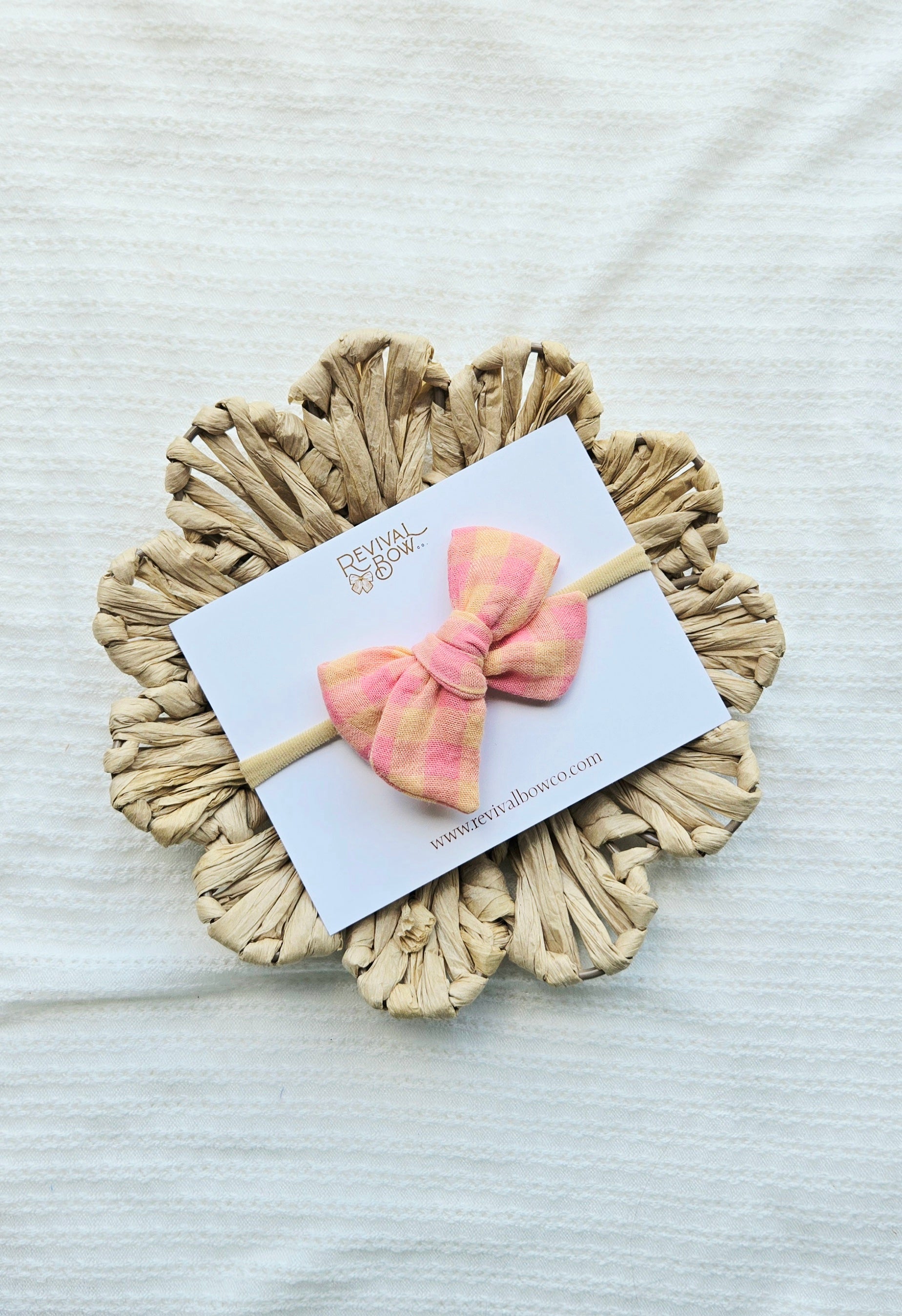 Small Pinwheel Bow • Pink Gingham