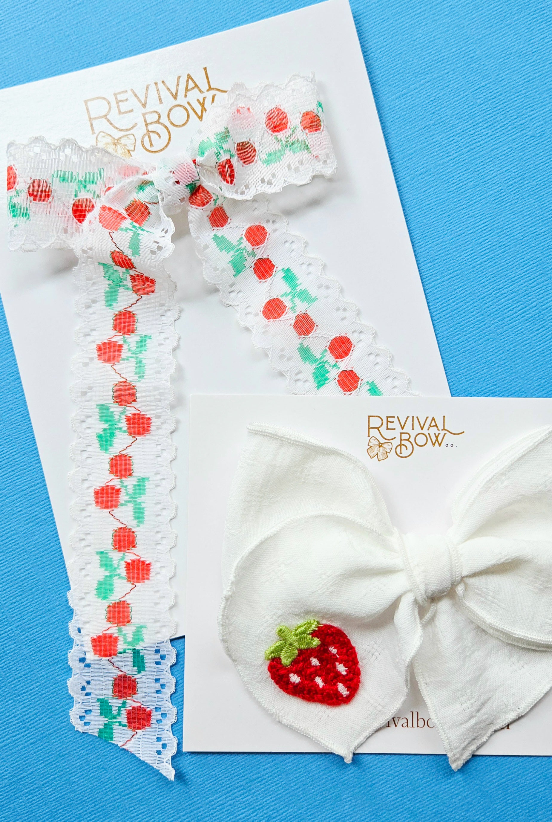 Long Tailed Ribbon Bow • Cherry Lace