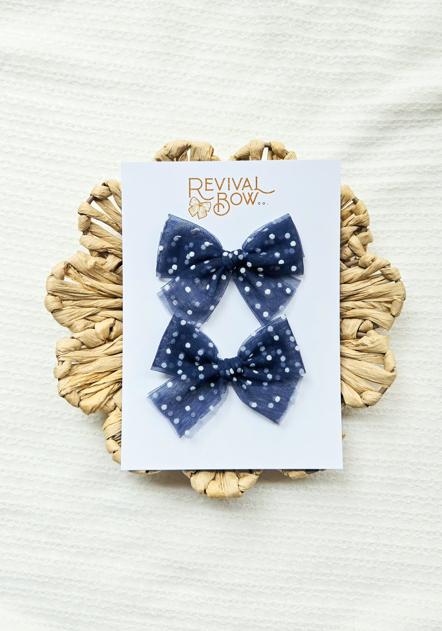Tulle Pigtail Set • Navy Dot