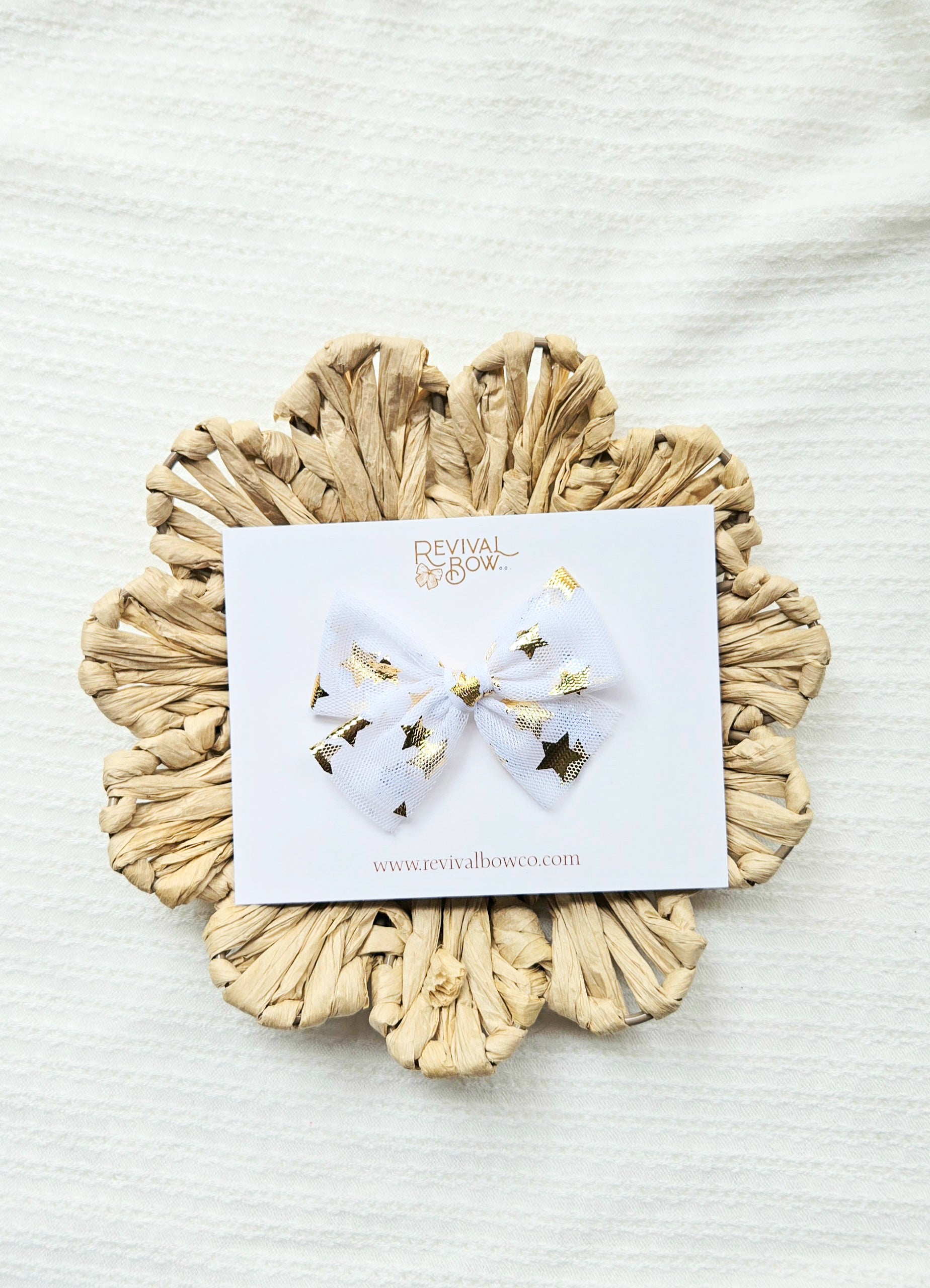 Tulle Bow • Gold Stars