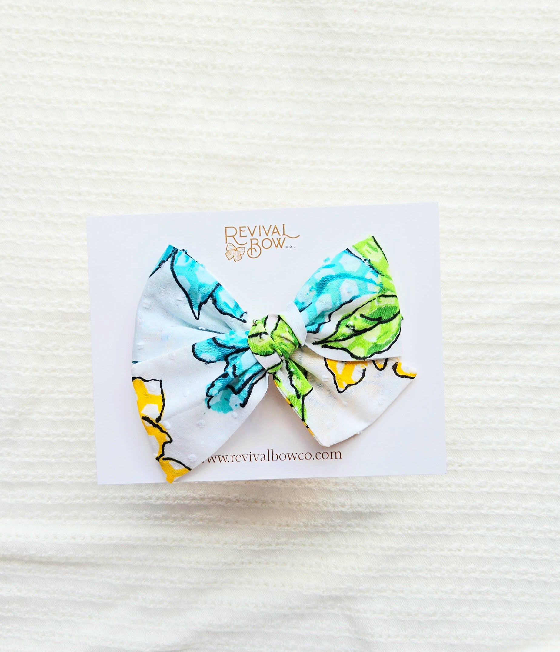 Large Pinwheel Bow • Floral Swiss Dot