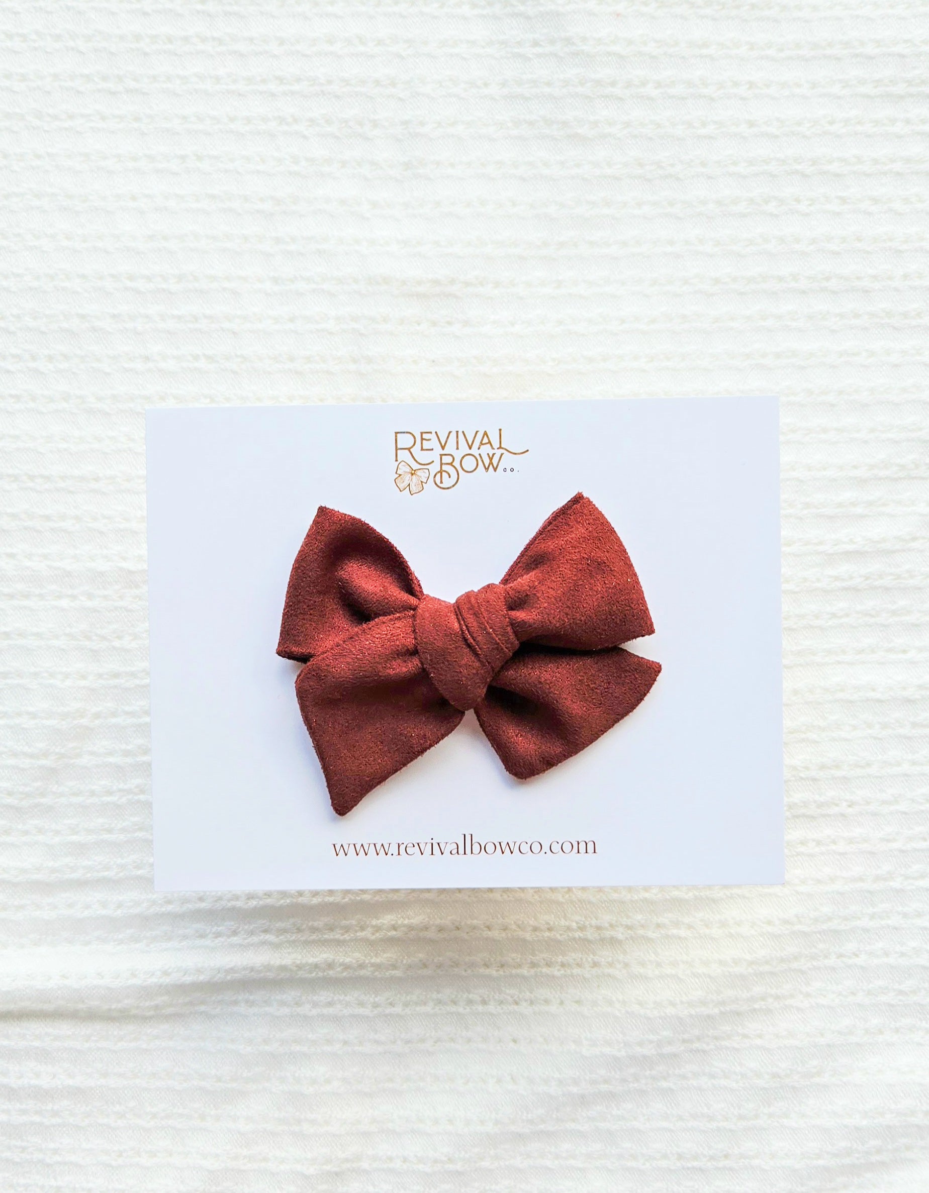Small Pinwheel Bow • Rust Suede
