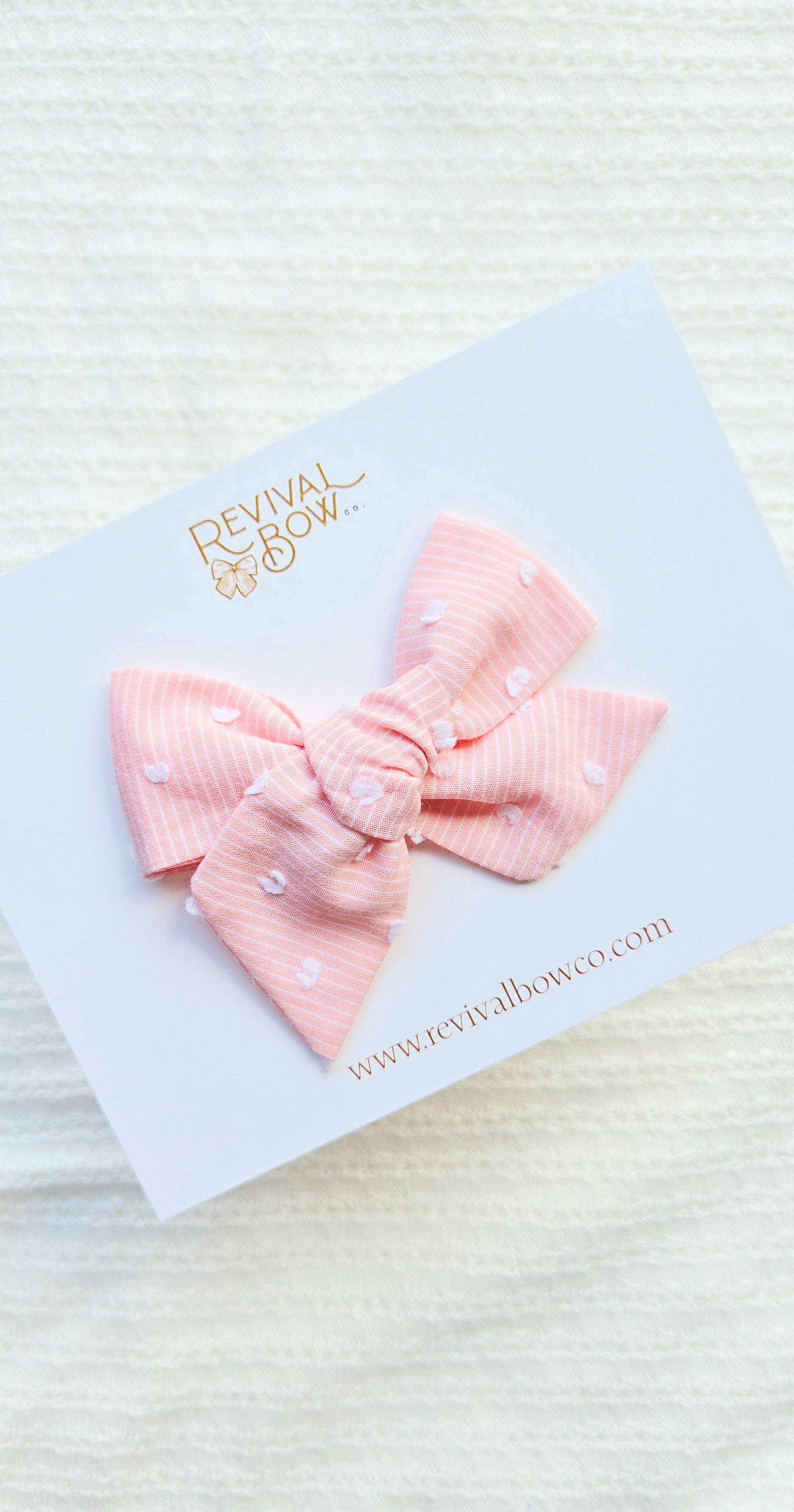 Small Pinwheel Bow • Peach Stripe