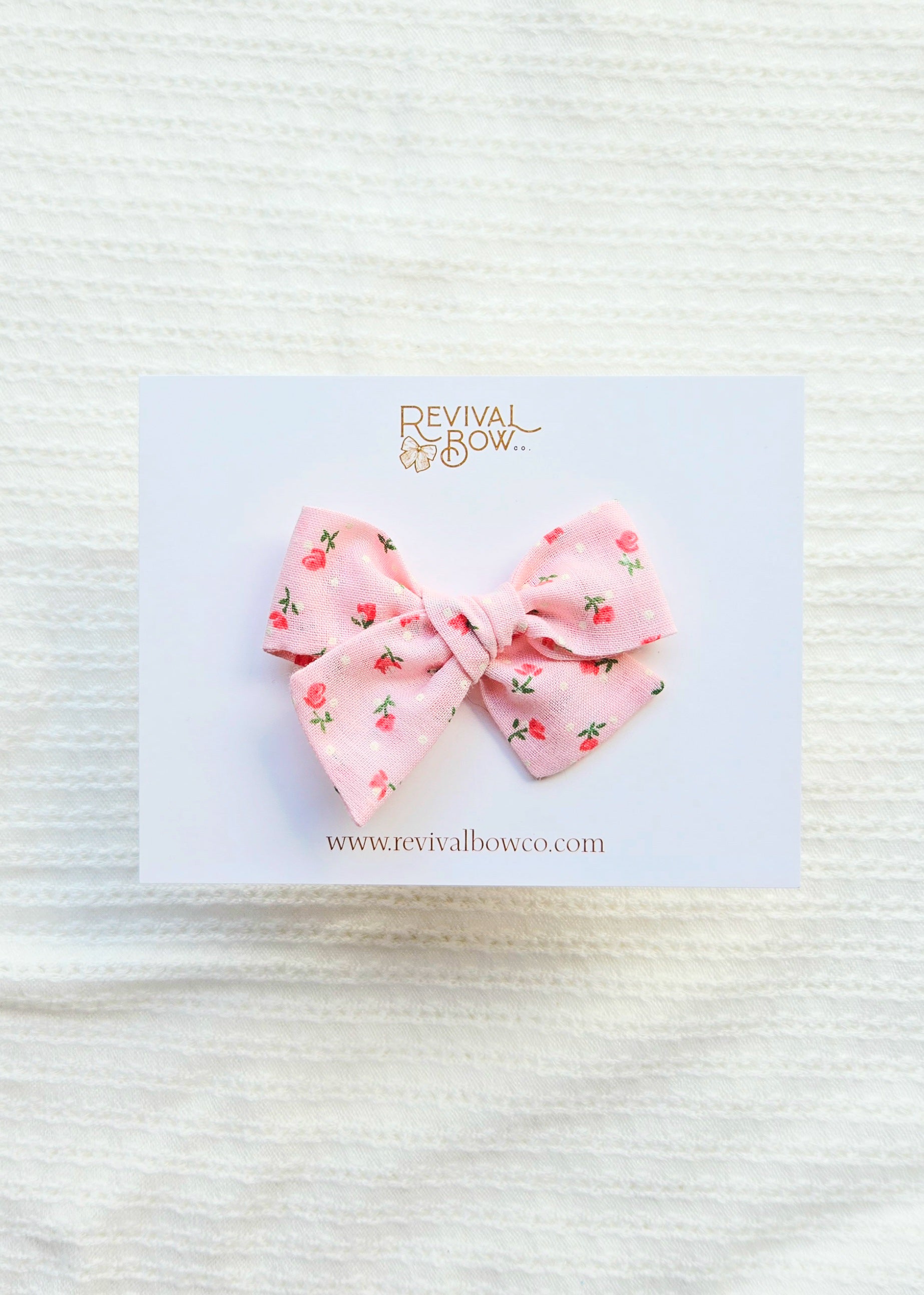 Small Pinwheel Bow • Pink Floral Dot