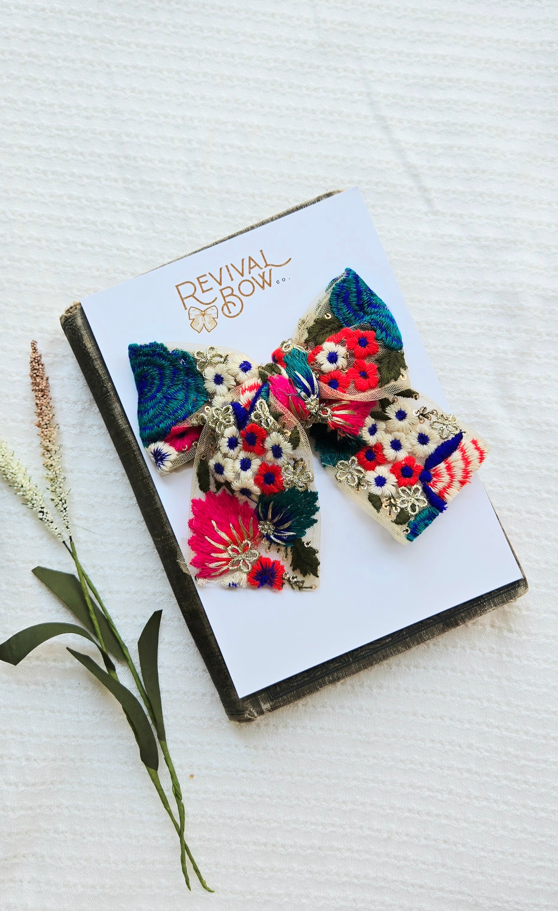 Embroidered Trim Bow 2