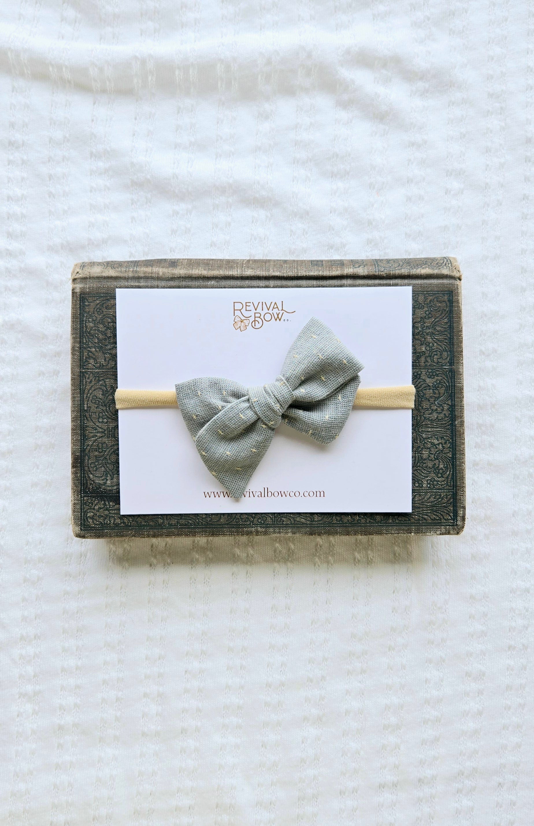 Small Pinwheel Bow • Textured Dusty Blue