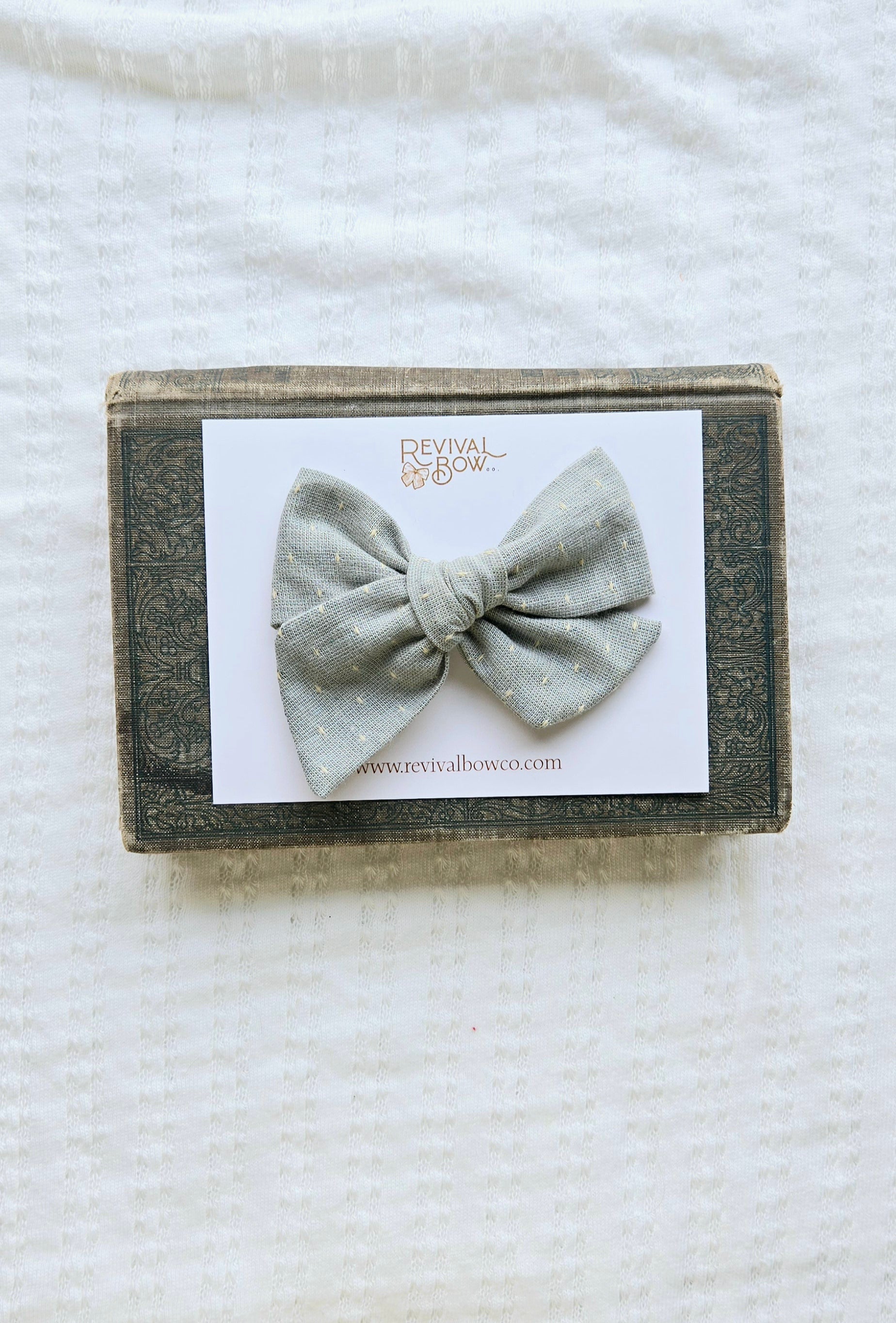 Large Pinwheel Bow • Textured Dusty Blue