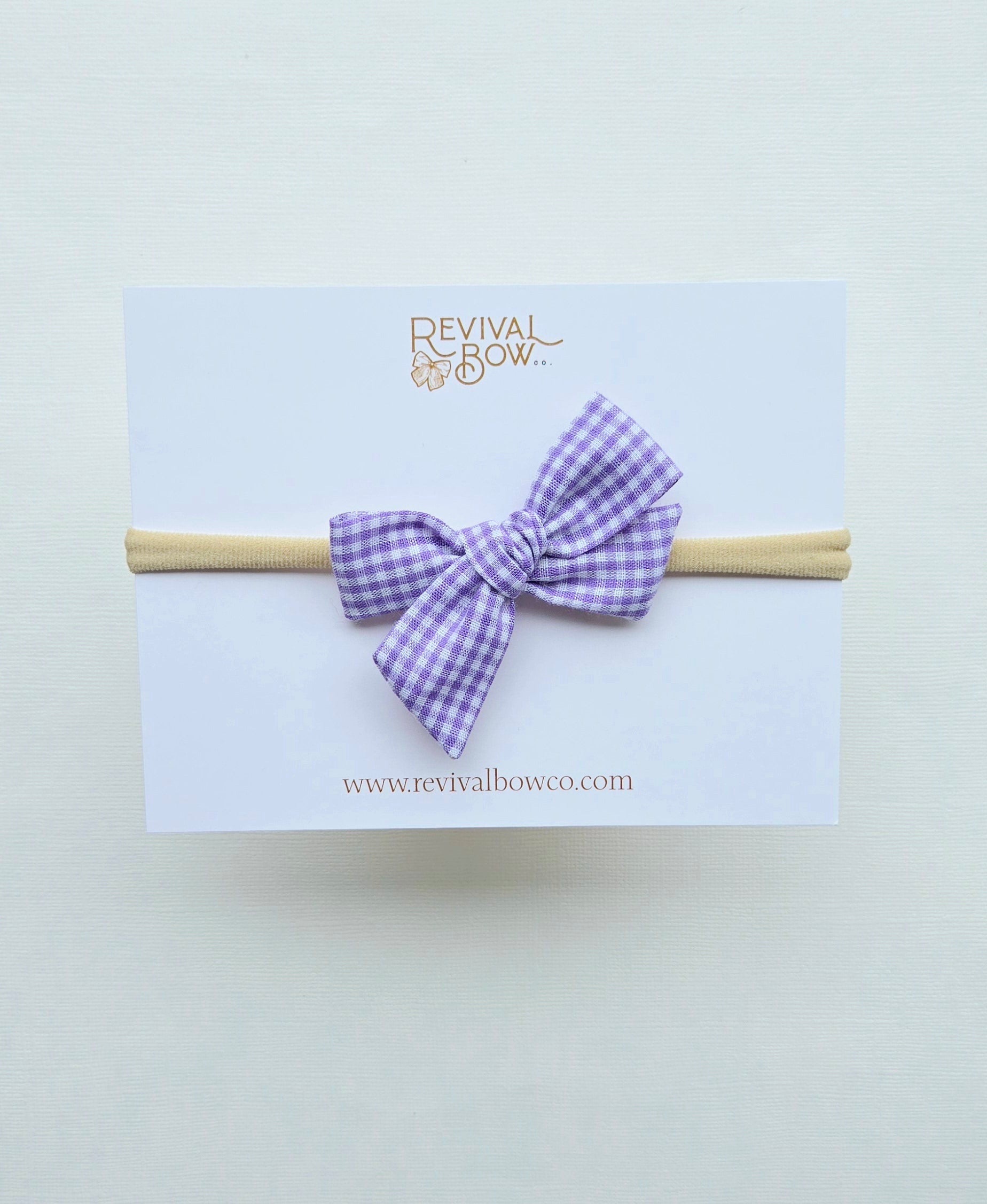 Mini Pinwheel Bow • Purple Gingham