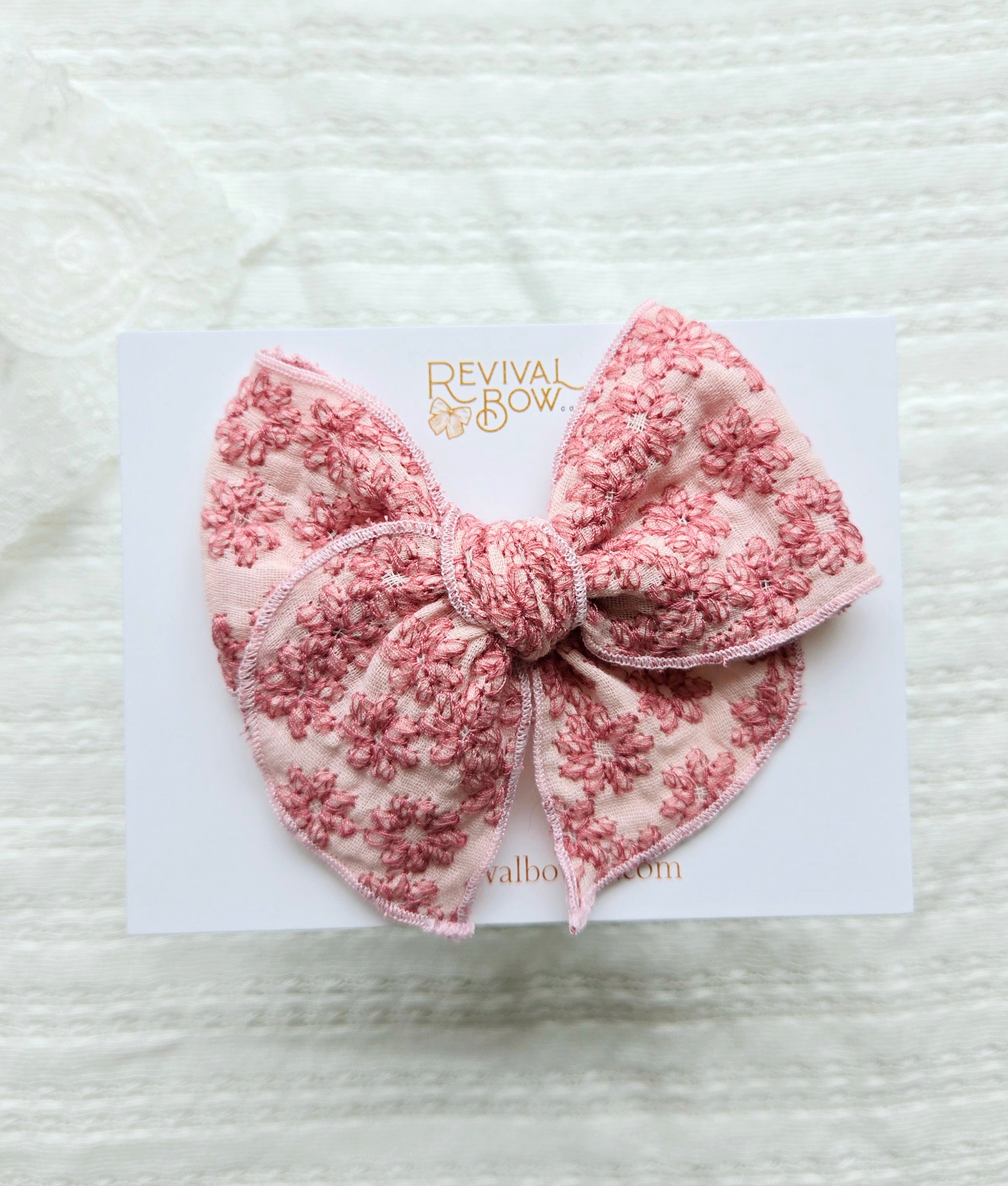 Fable Bow • Embroidered Pink Floral