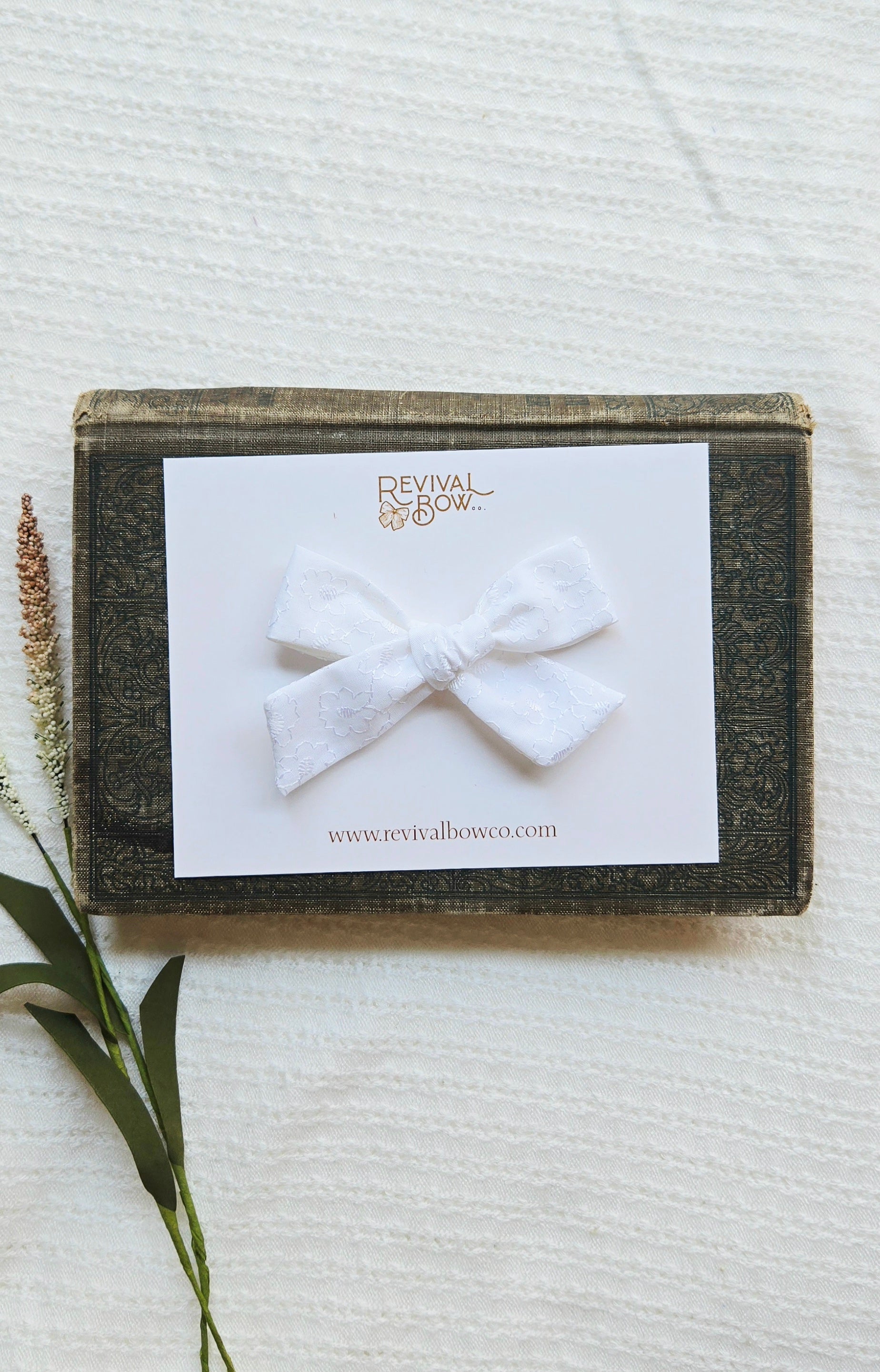 School Girl Bow • Embroidered White Floral