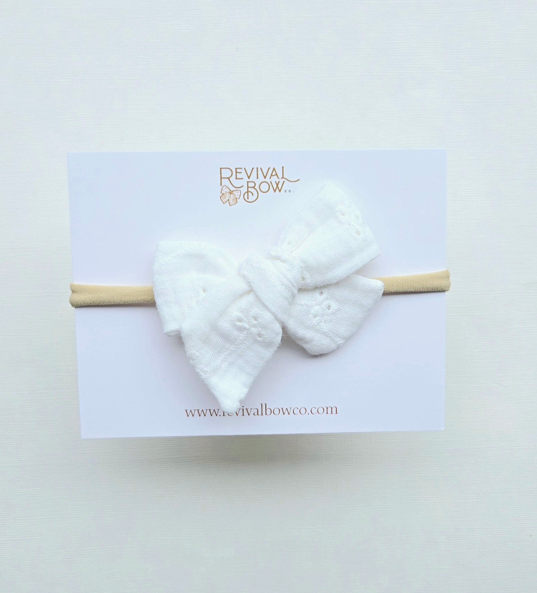 Small Pinwheel Bow • White Eyelet Gauze