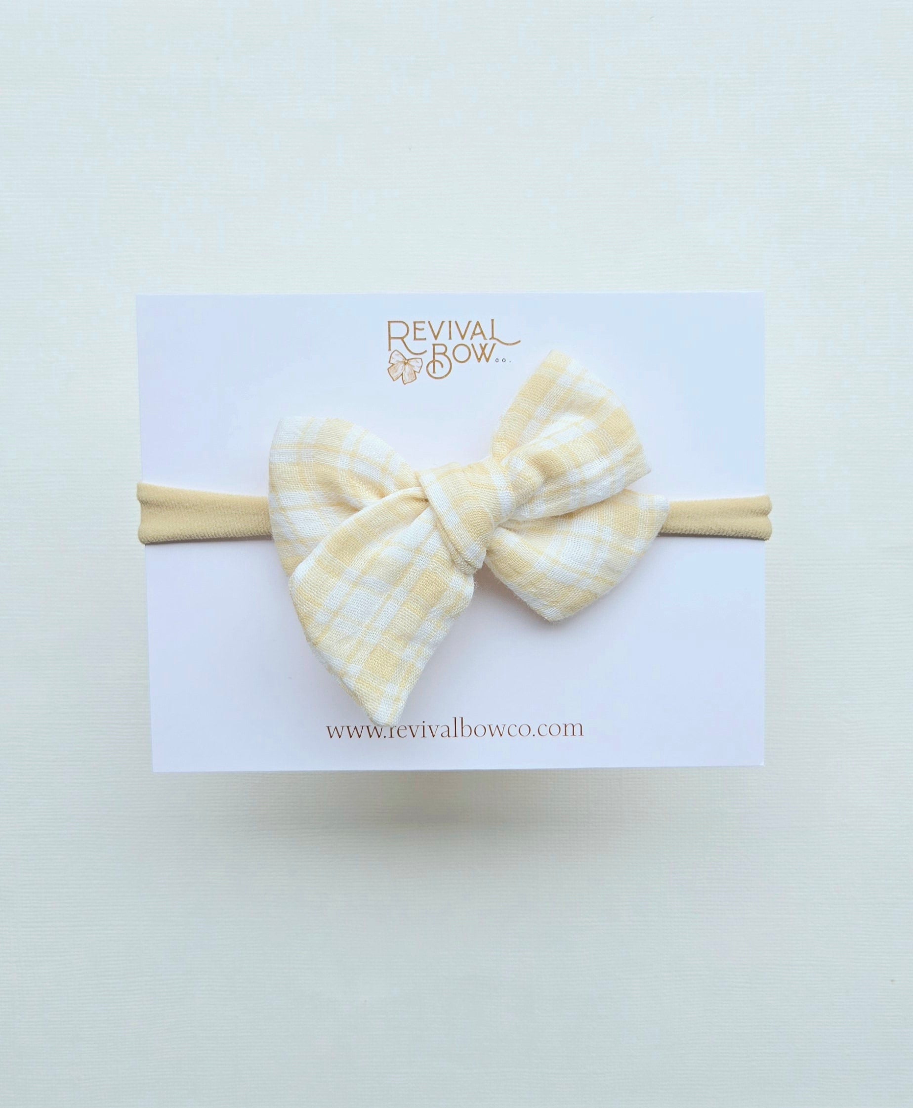 Small Pinwheel Bow • Yellow Plaid Gauze