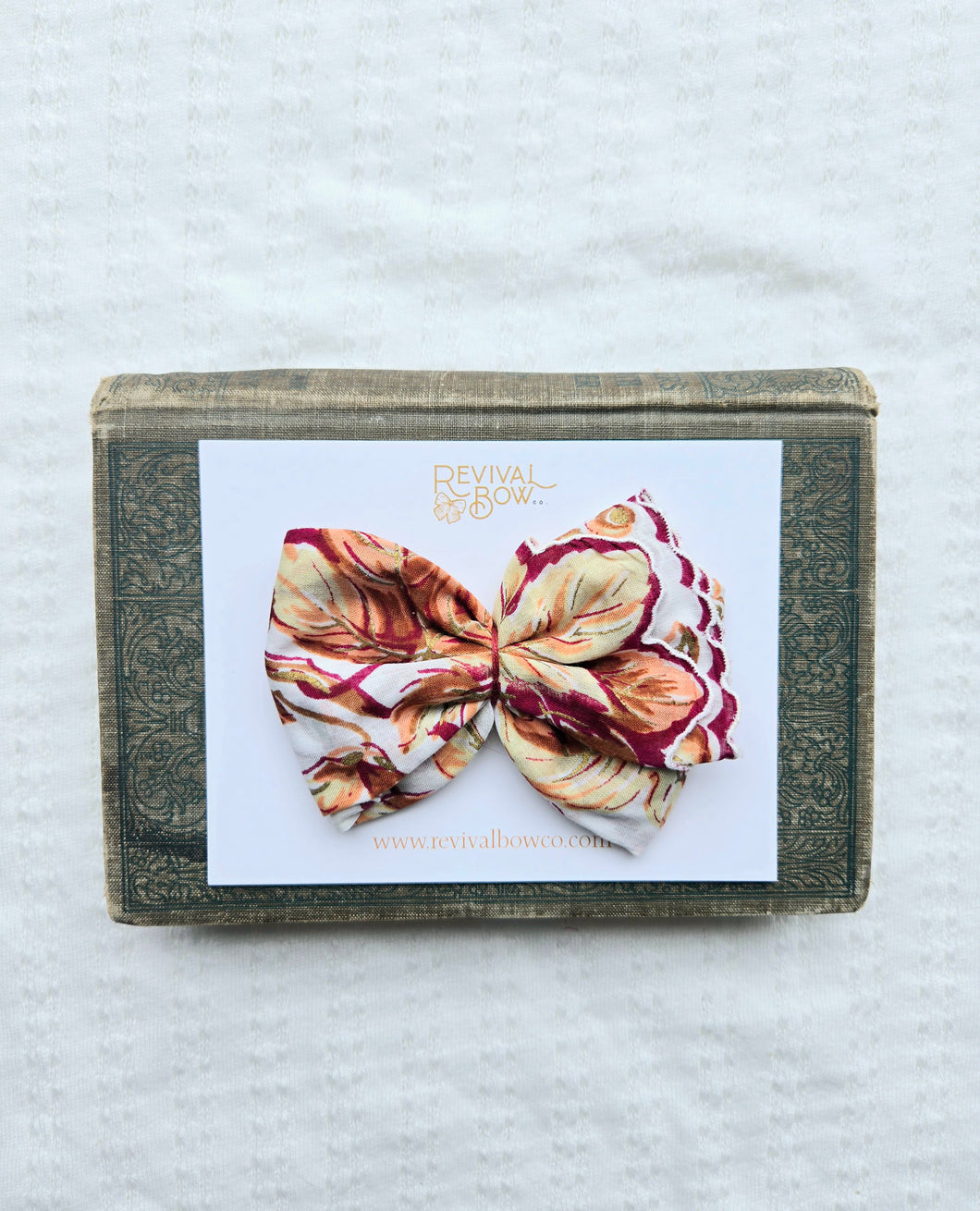 Vintage Handkerchief Bow • Fall Leaves