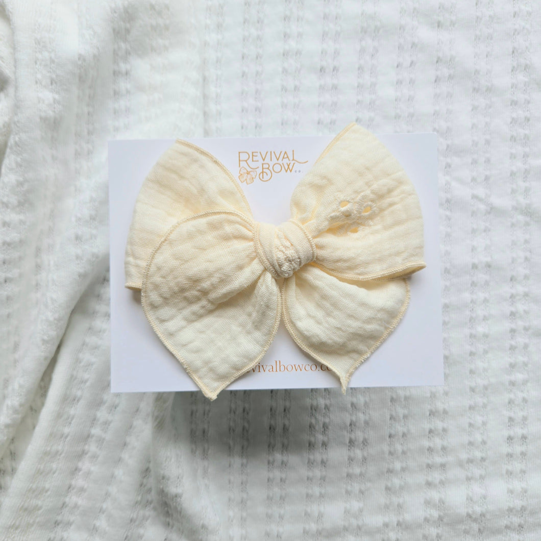 Fable Bow • Embroidered Cream Gauze