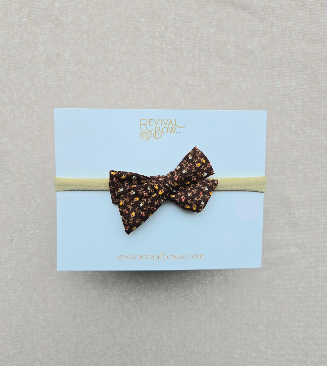 Mini Pinwheel Bow • Brown Floral