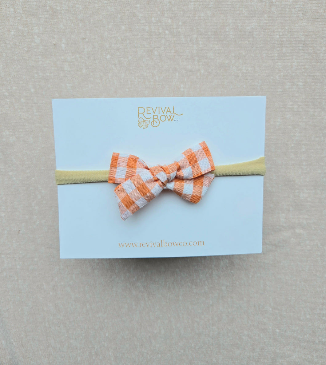 Mini Pinwheel Bow • Pumpkin Gingham