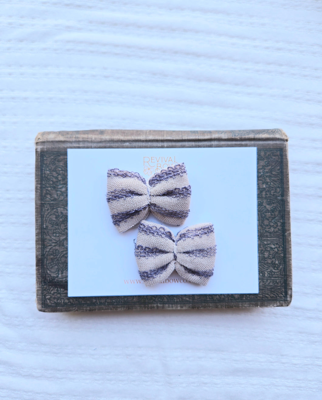 Mae Bow Pigtail Set • Beige/Lavender