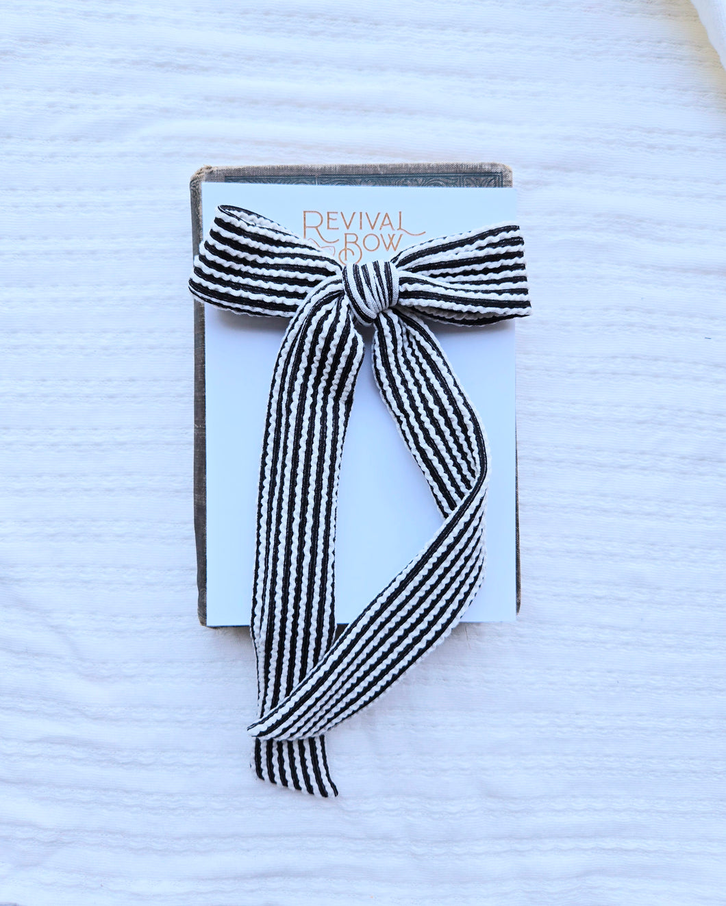 Long Tail Bow • Black & White Stripe