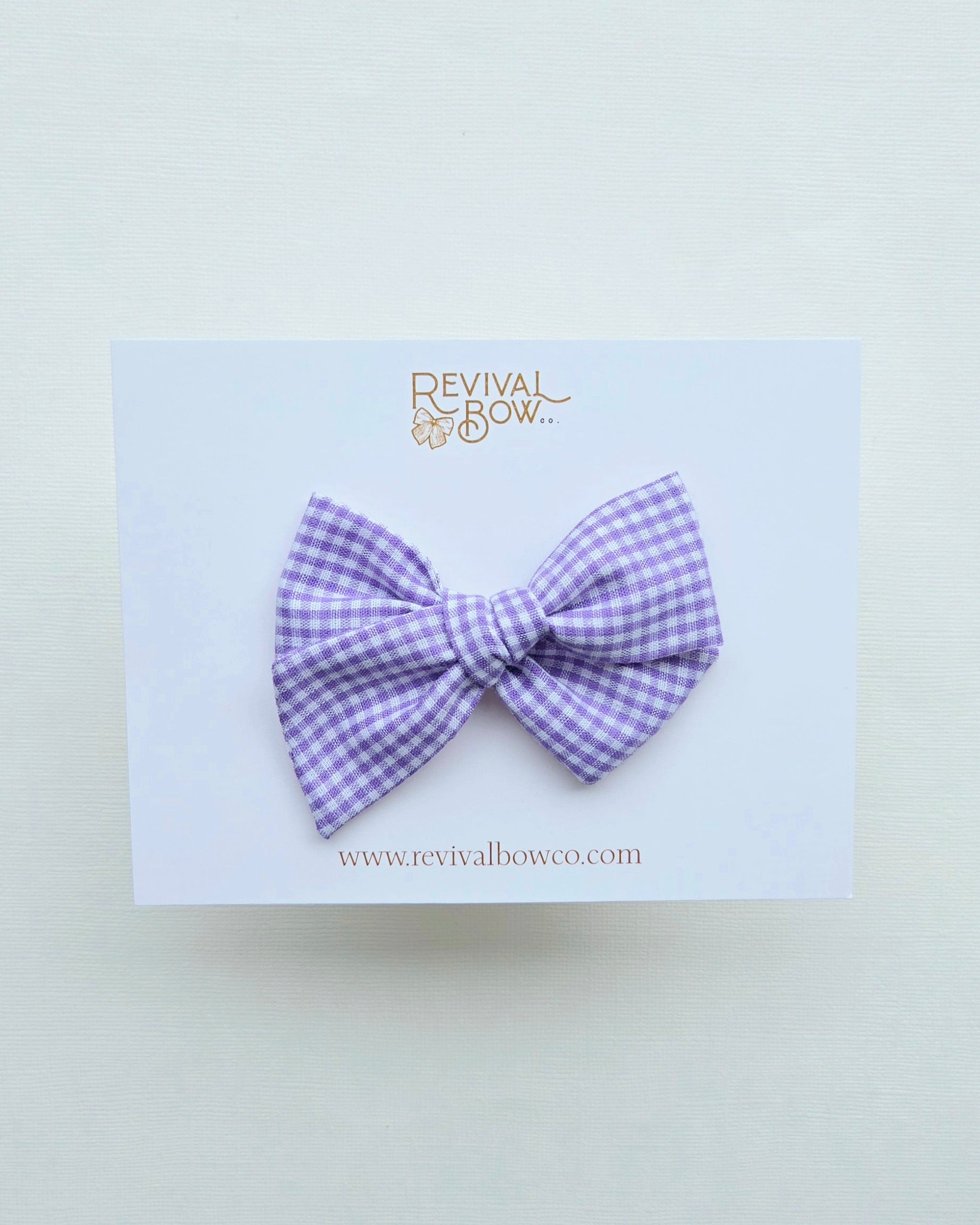 Small Pinwheel Bow • Purple Gingham