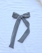 Load image into Gallery viewer, Long Tail Bow • Black &amp; White Stripe
