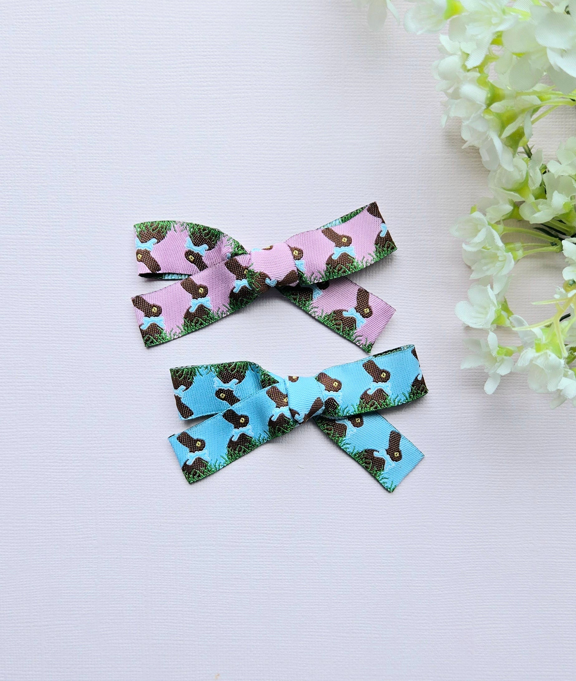 Vintage Trim Bow • Blue Bunnies