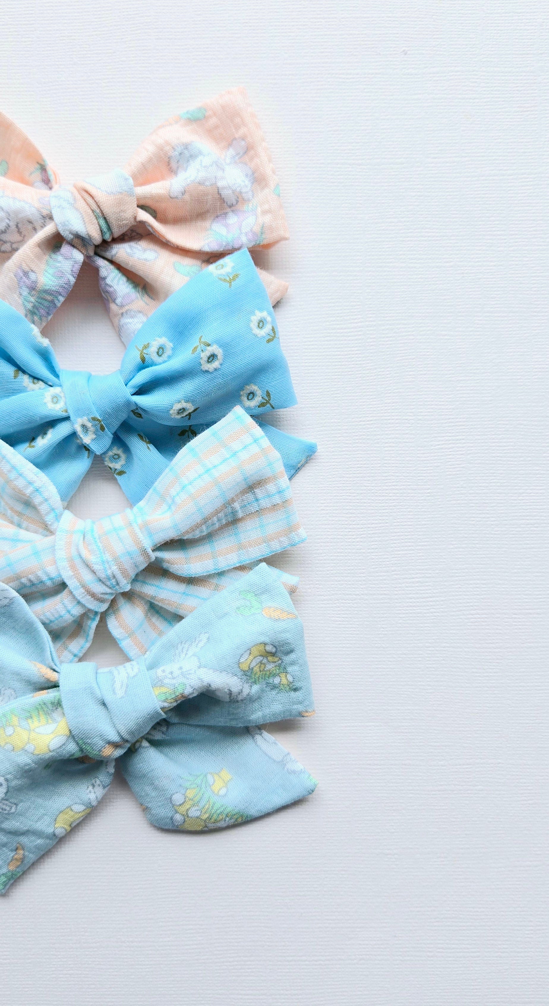 Large Pinwheel Bow • Peach Blue Plaid
