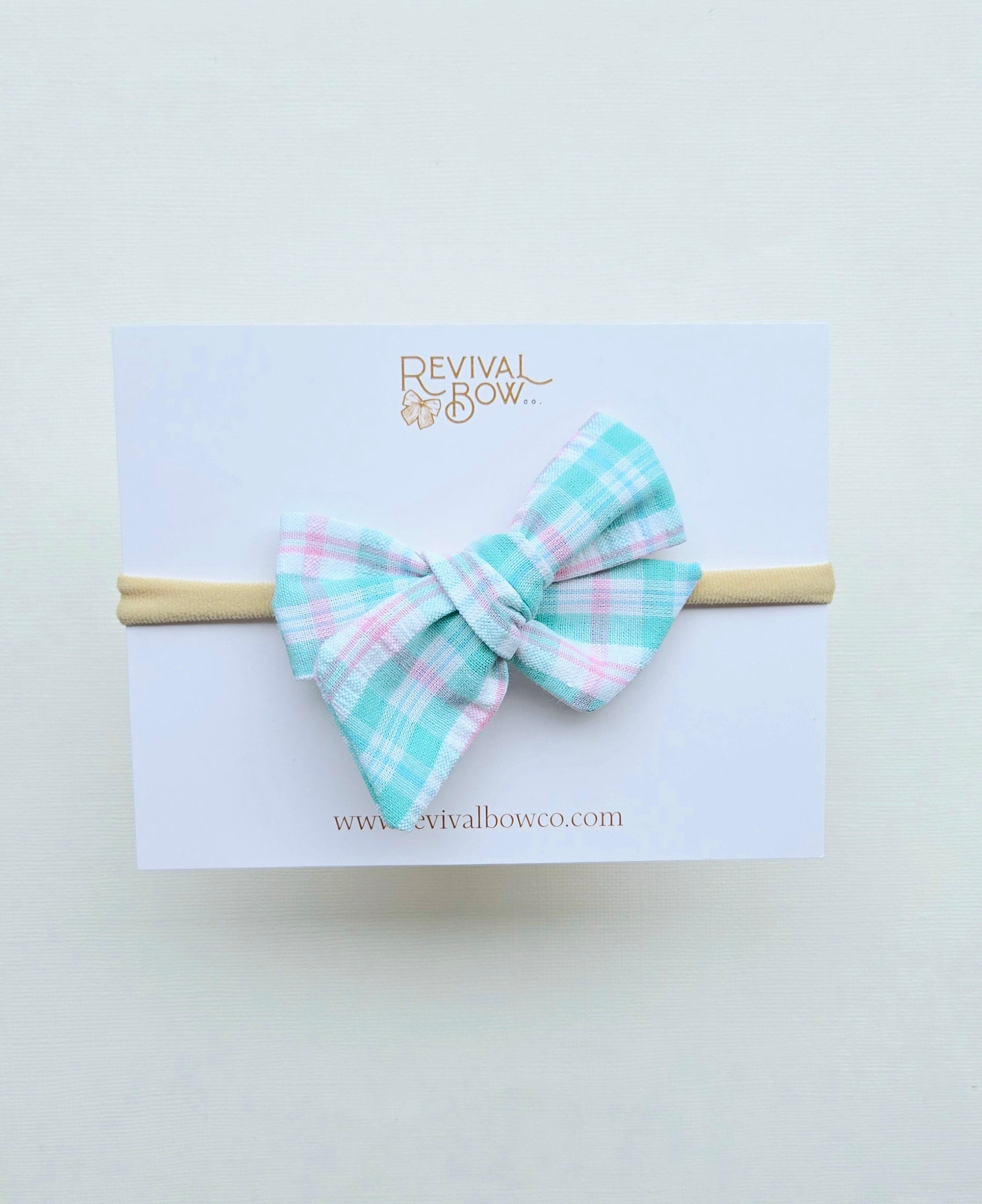 Small Pinwheel Bow • Green/Pink Plaid