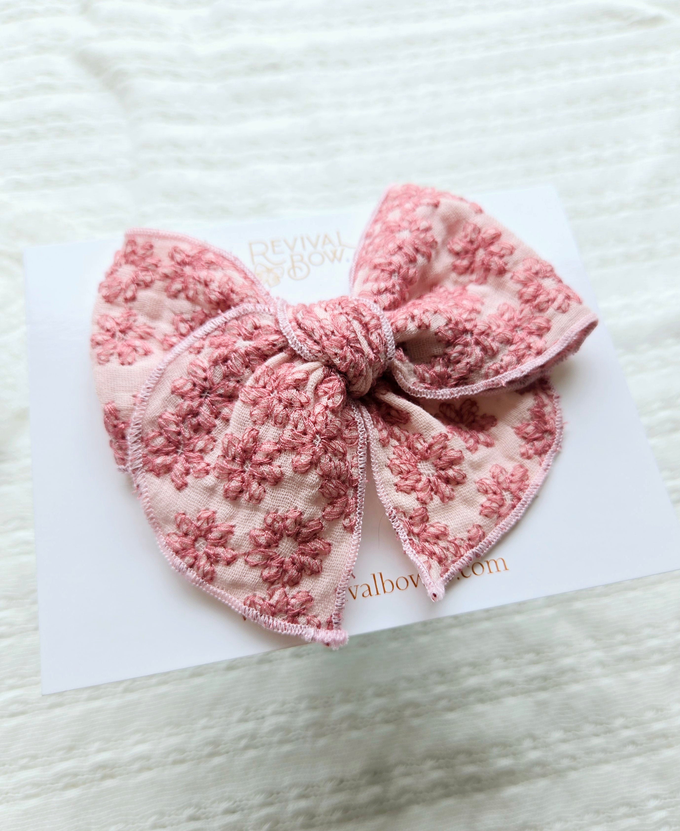 Fable Bow • Embroidered Pink Floral