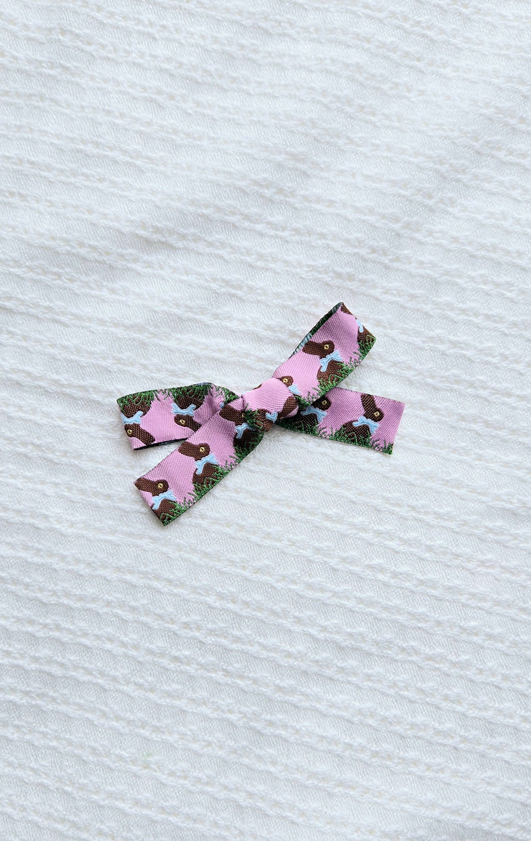 Vintage Trim Bow • Pink Bunnies