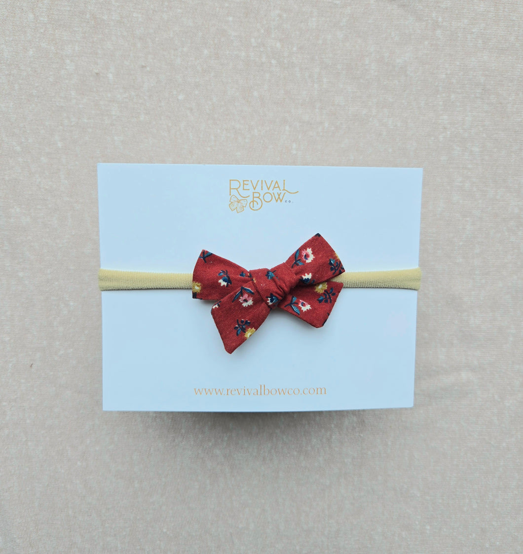 Mini Pinwheel Bow • Red Floral